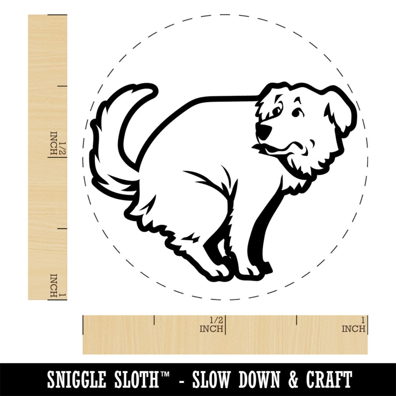 Dog Squat Poop Golden Retriever Rubber Stamp for Stamping Crafting Planners